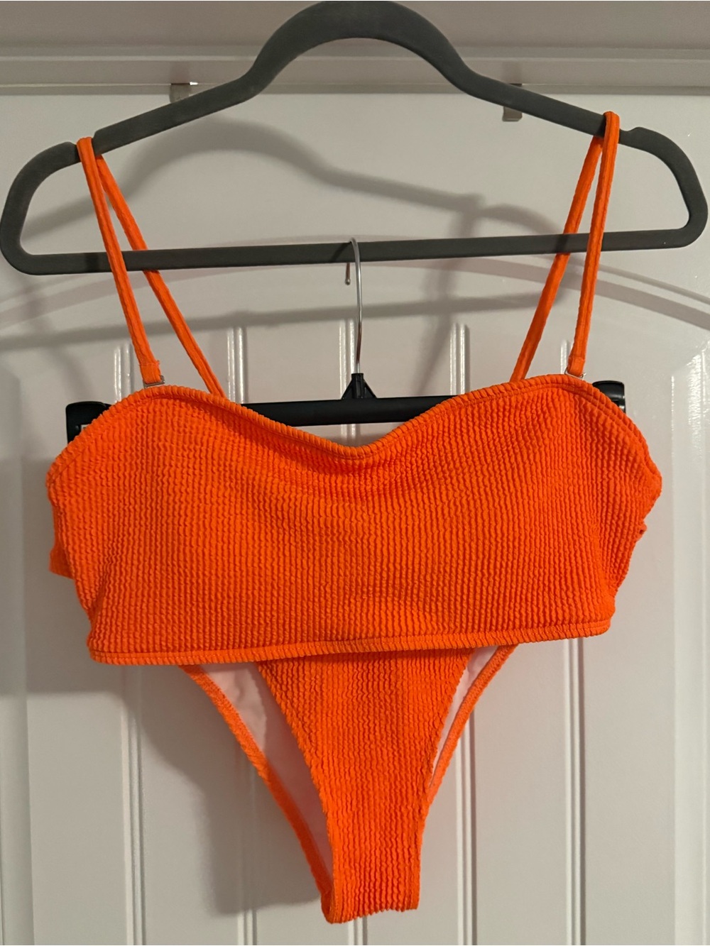 Orange Textured High-Cut Bikini Set - Women